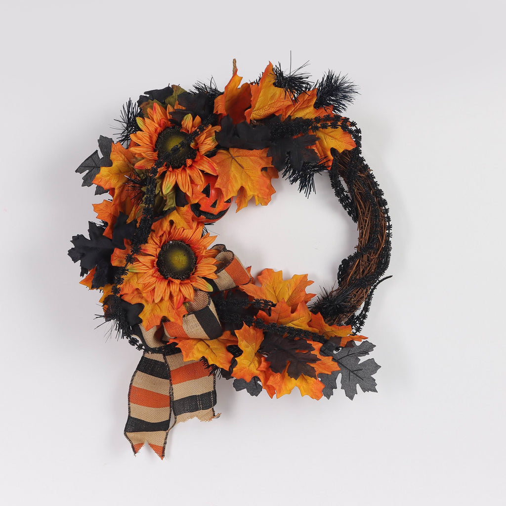 16" Halloween Fall Leaves Wreath