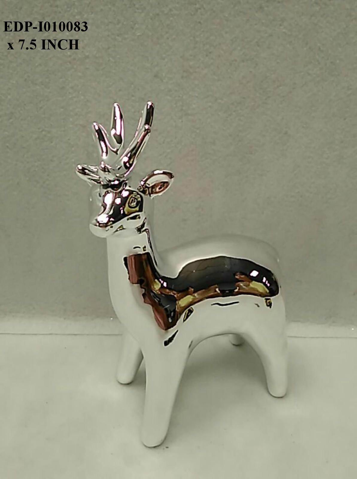 7.25" Ceramic Electrplated Silver Reindeer