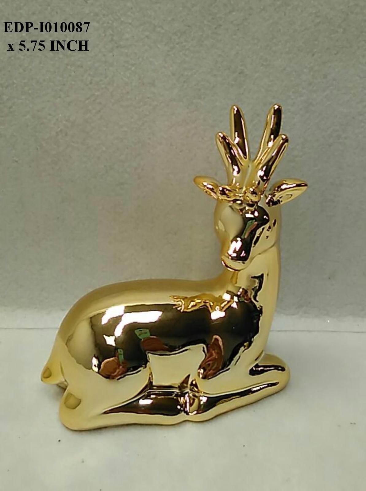 5.7" Ceramicn Electroplated Gold Sitting Reindeer