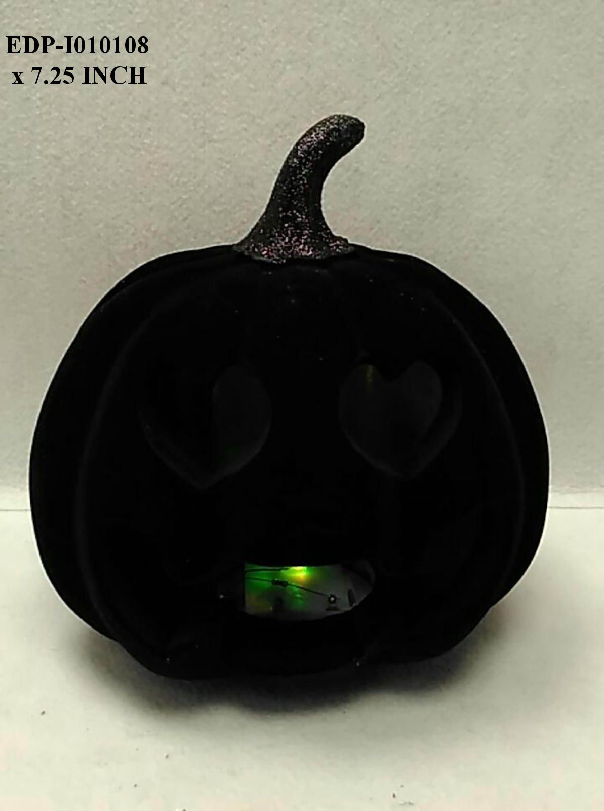 7.25" Black Flocked Pumpkin