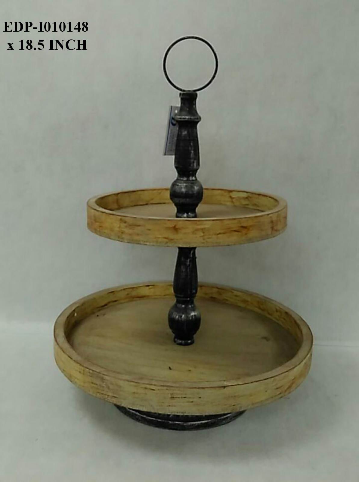 18.5" Wooden 2 Tiered Tray