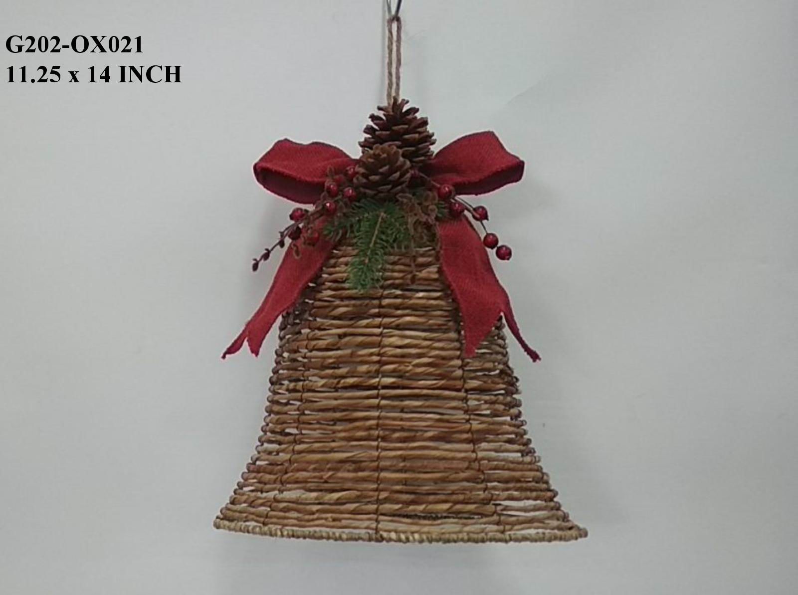 14" Natural Weave Bell with Red Bow