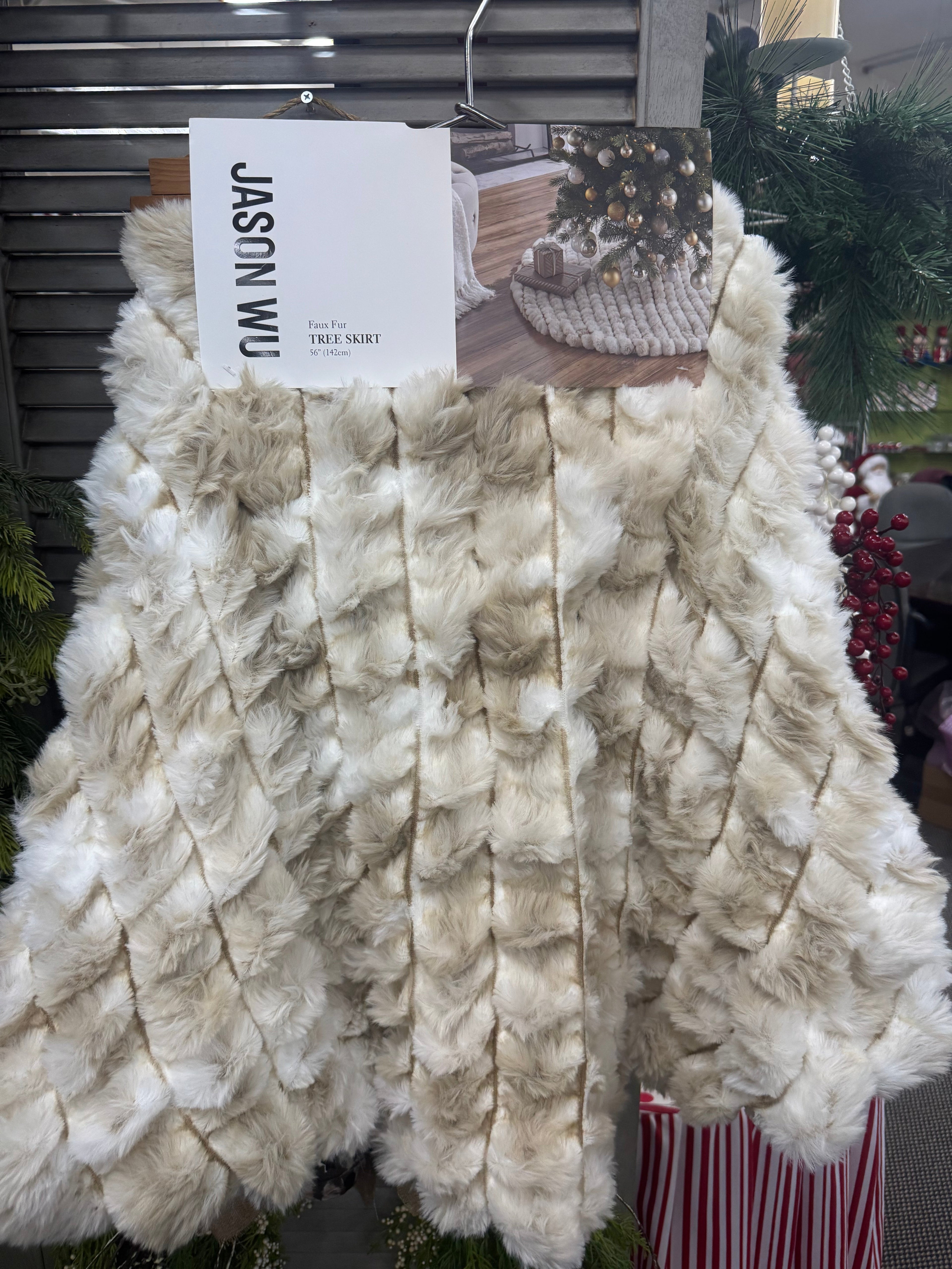 56” Luxurious Faux Fur Tree Skirt by Jason Wu (Imported from USA)