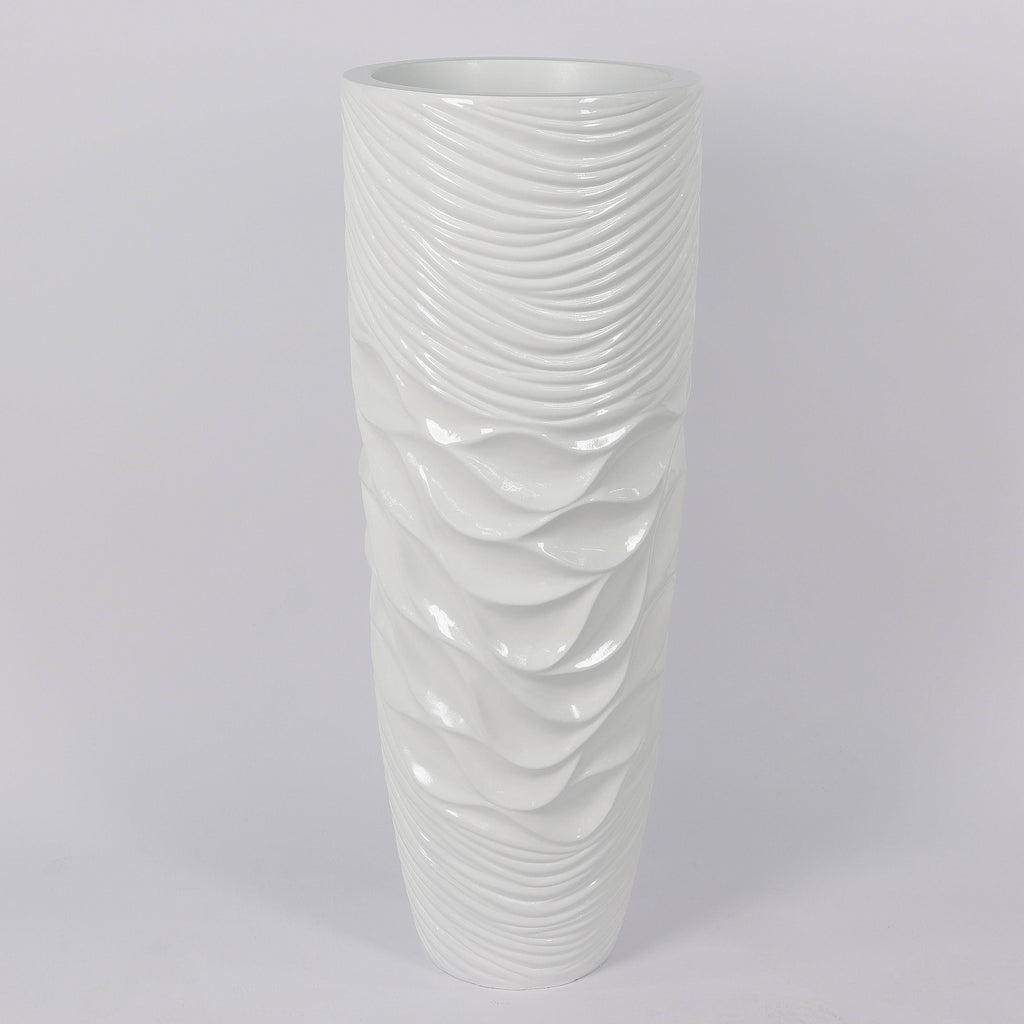 17.73 X 17.73 X 47.674"H Shiny White Planter