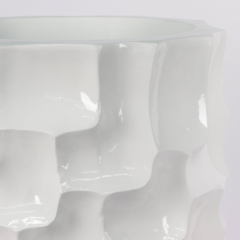 17.73 X 17.73 X 47.28"H Shiny White Planter