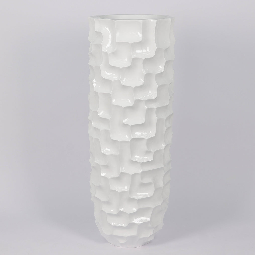17.73 X 17.73 X 47.28"H Shiny White Planter