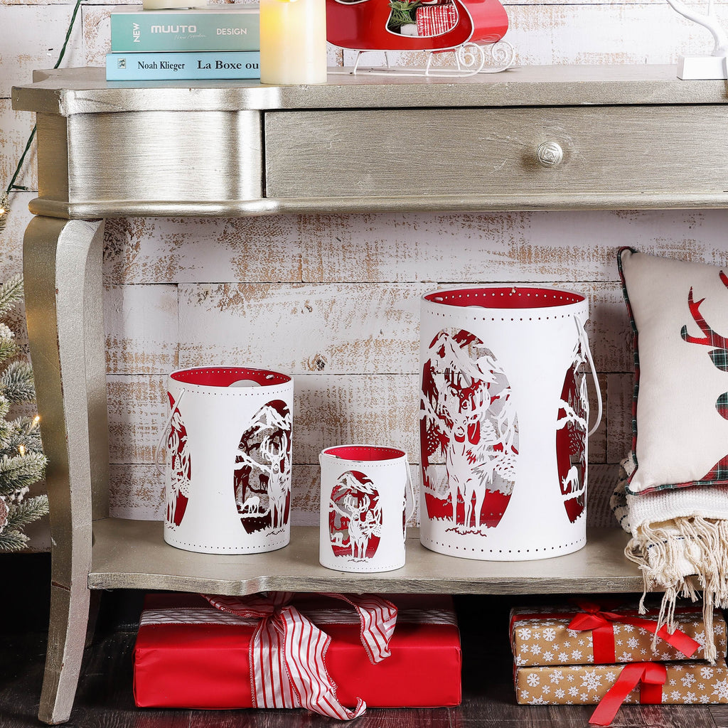 6 X 8"H CUTOUT DEER WHITE CONTAINER DECOR
