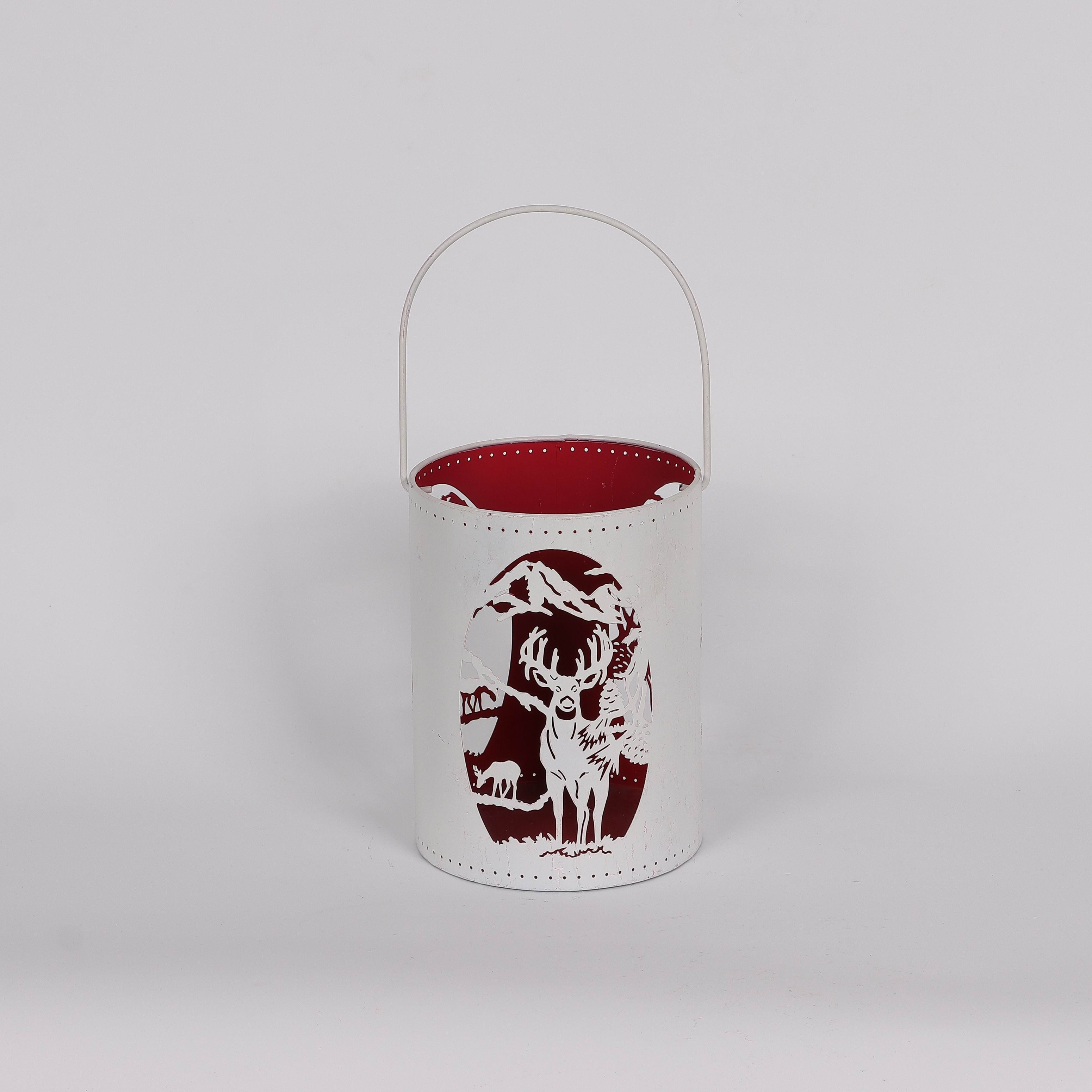 6 X 8"H CUTOUT DEER WHITE CONTAINER DECOR