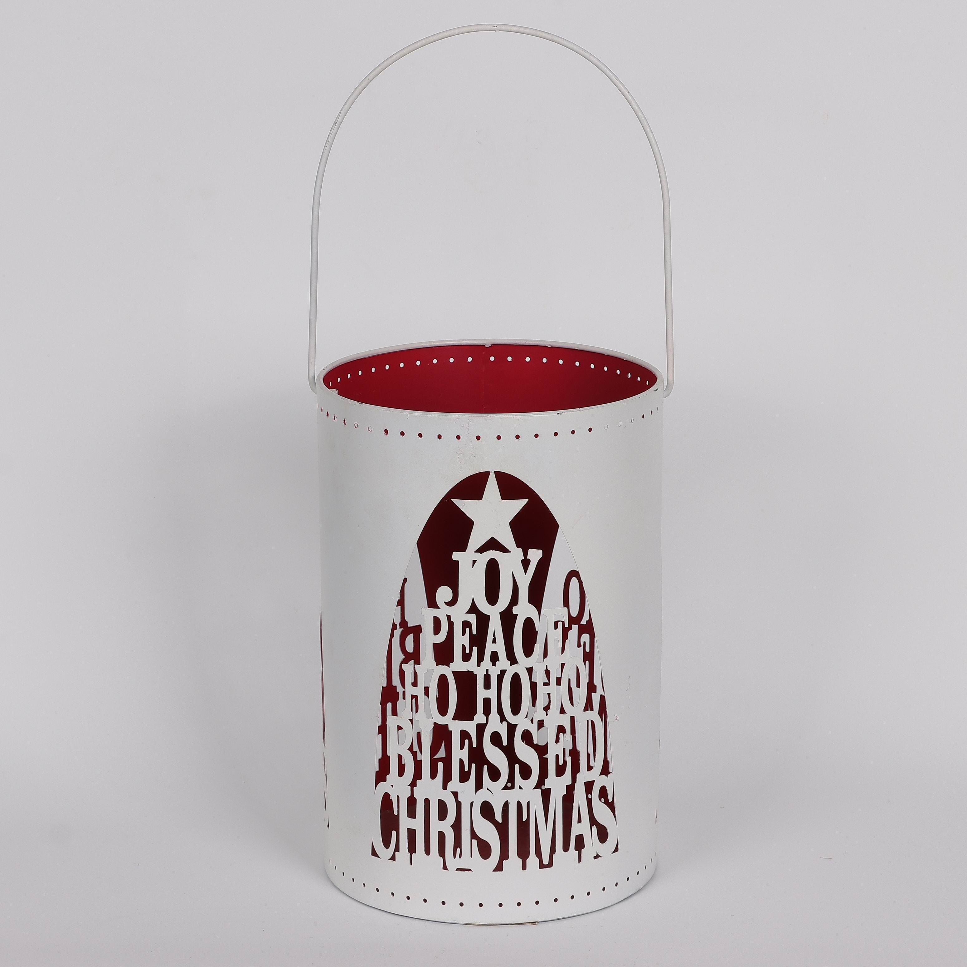 8 X 12"H CUTOUT X'MAS WORDINGS TREE WHITE CONTAINER DECOR