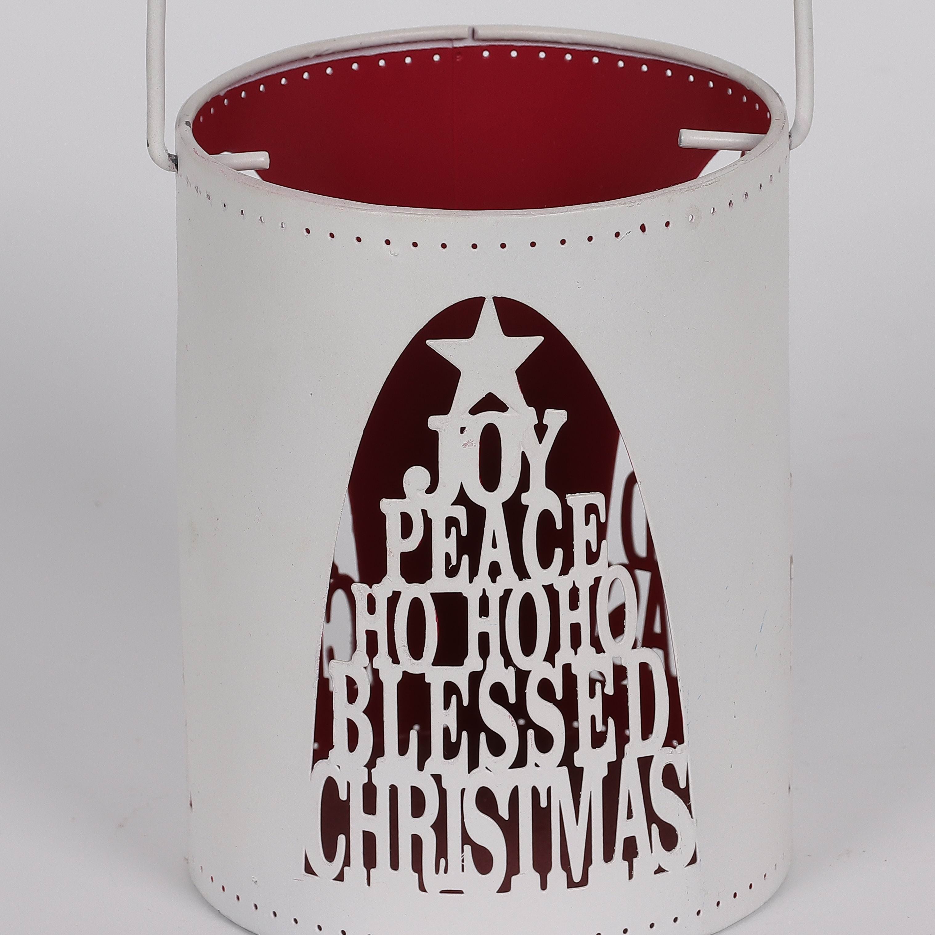 8 X 12"H CUTOUT X'MAS WORDINGS TREE WHITE CONTAINER DECOR