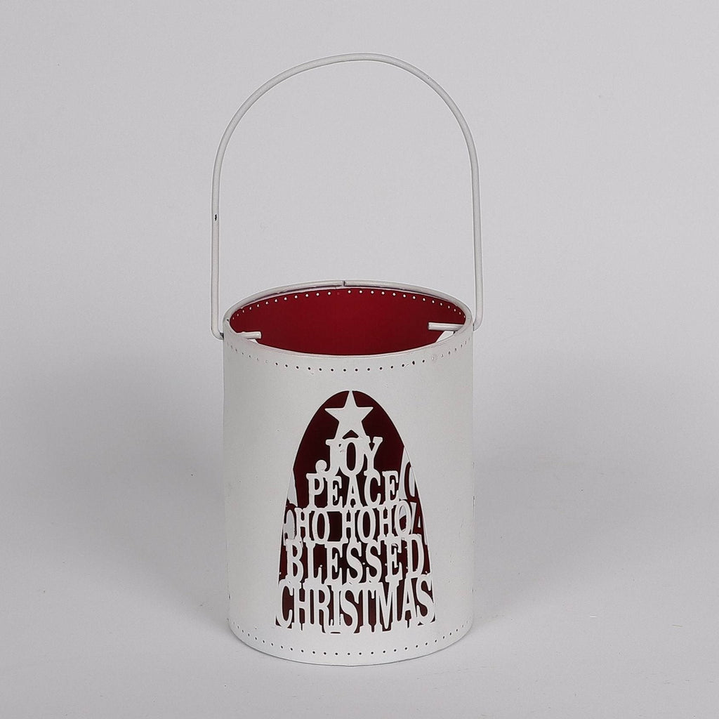 4 X 5.5"H CUTOUT X'MAS WORDINGS TREE WHITE CONTAINER DECOR