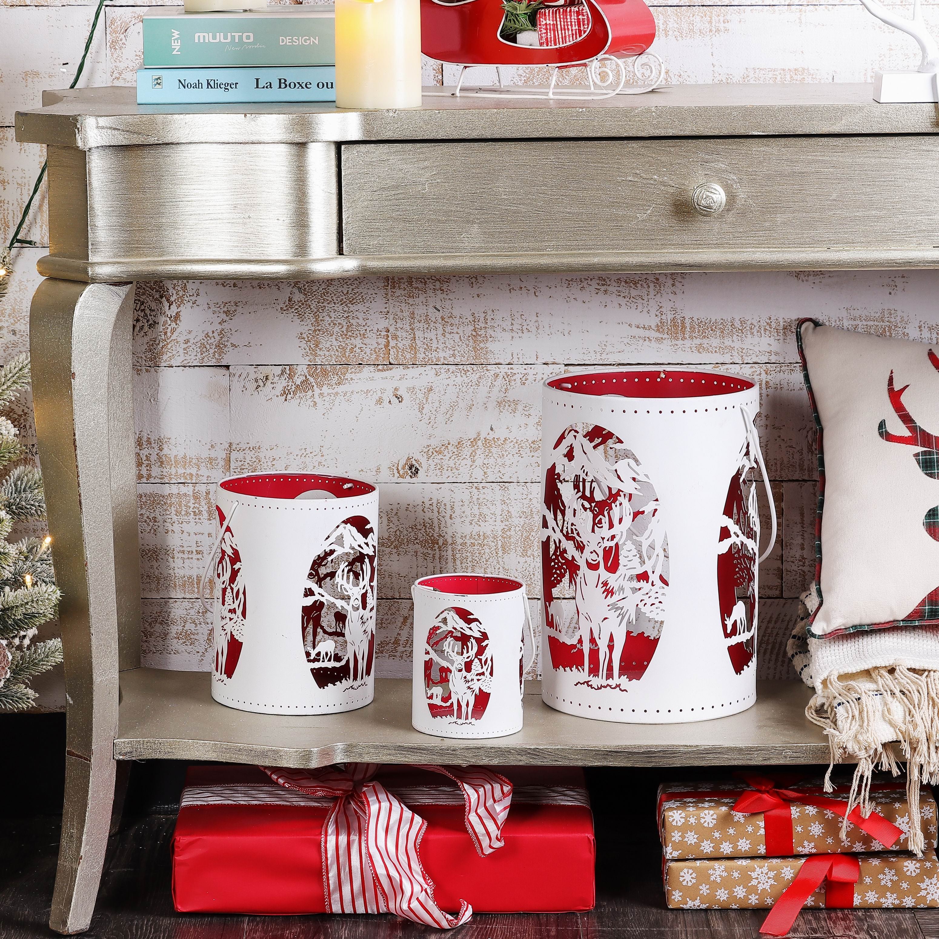 8 X 12"H CUTOUT DEER WHITE CONTAINER DECOR