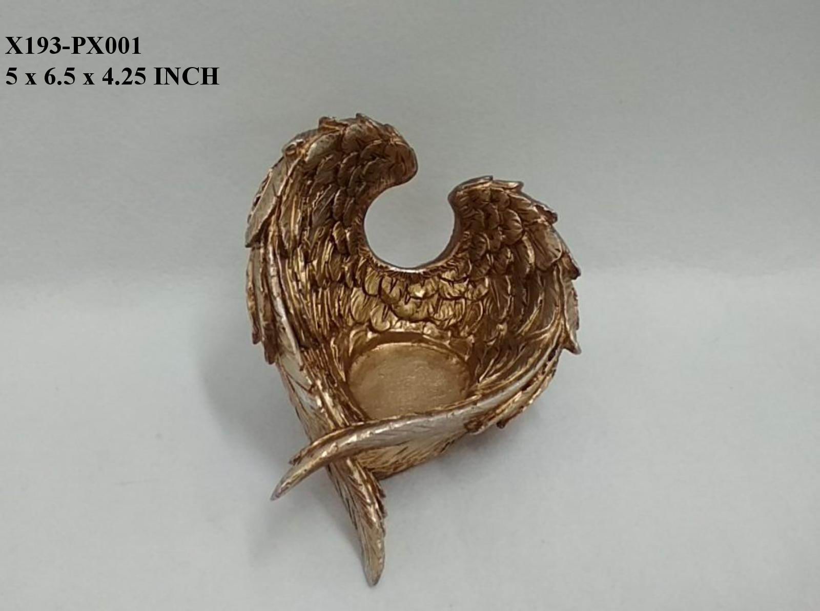 4.25" Polyresin Gold WingTealight Holder