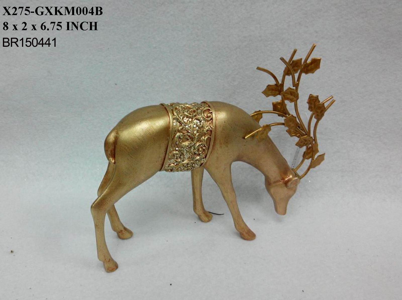 6.75"H Gold Standing Reindeer