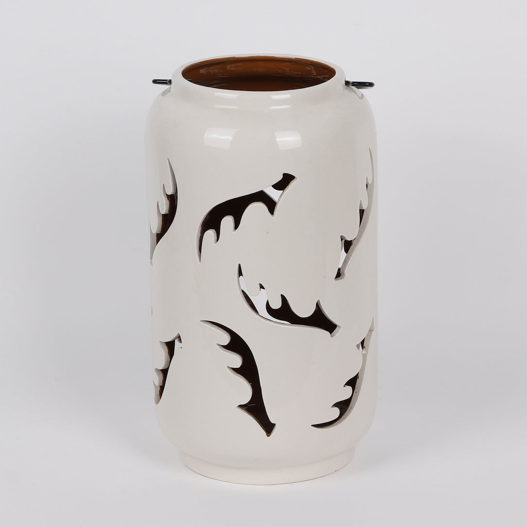 7 X 7 X 12"H ANTLERS WHITE CONTAINER DECOR