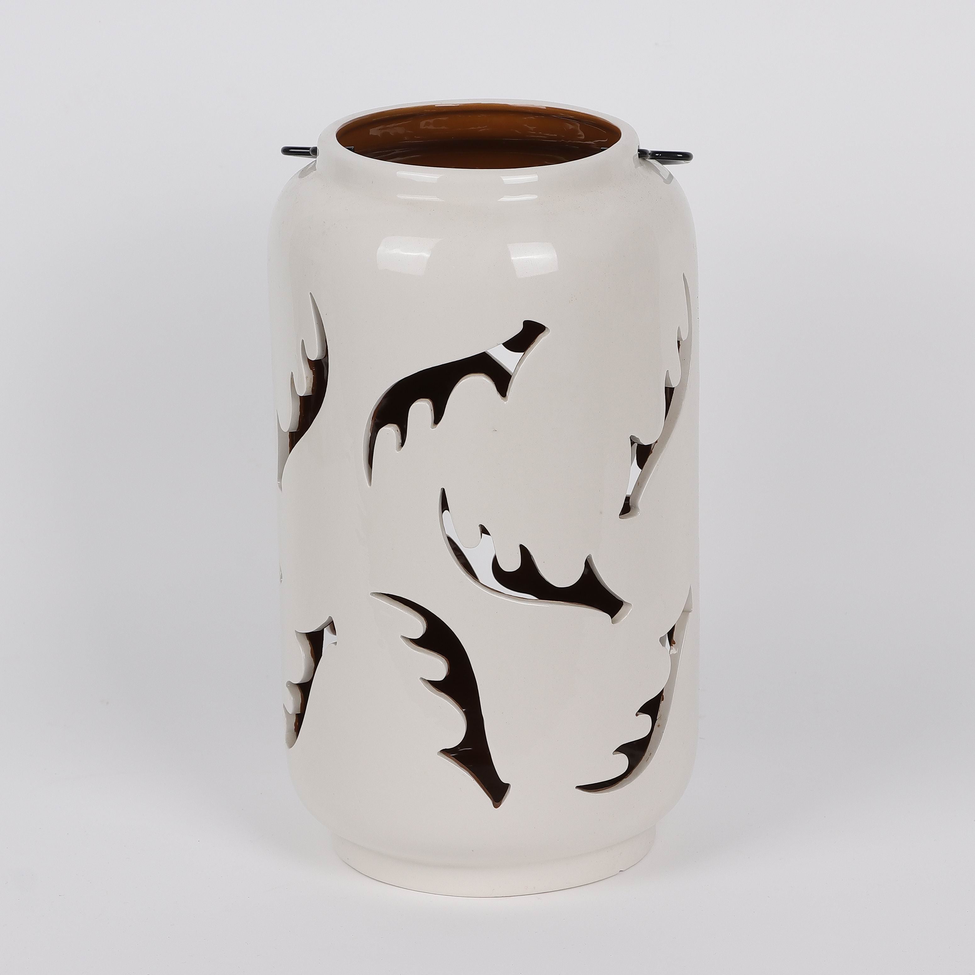 7 X 7 X 12"H ANTLERS WHITE CONTAINER DECOR