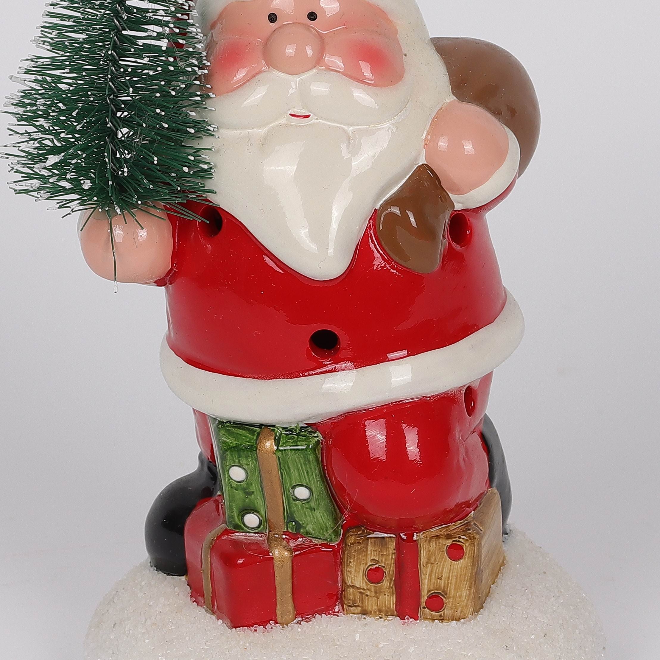 3.75 X 3 X 6"H SANTA HOLDING TREE DECOR