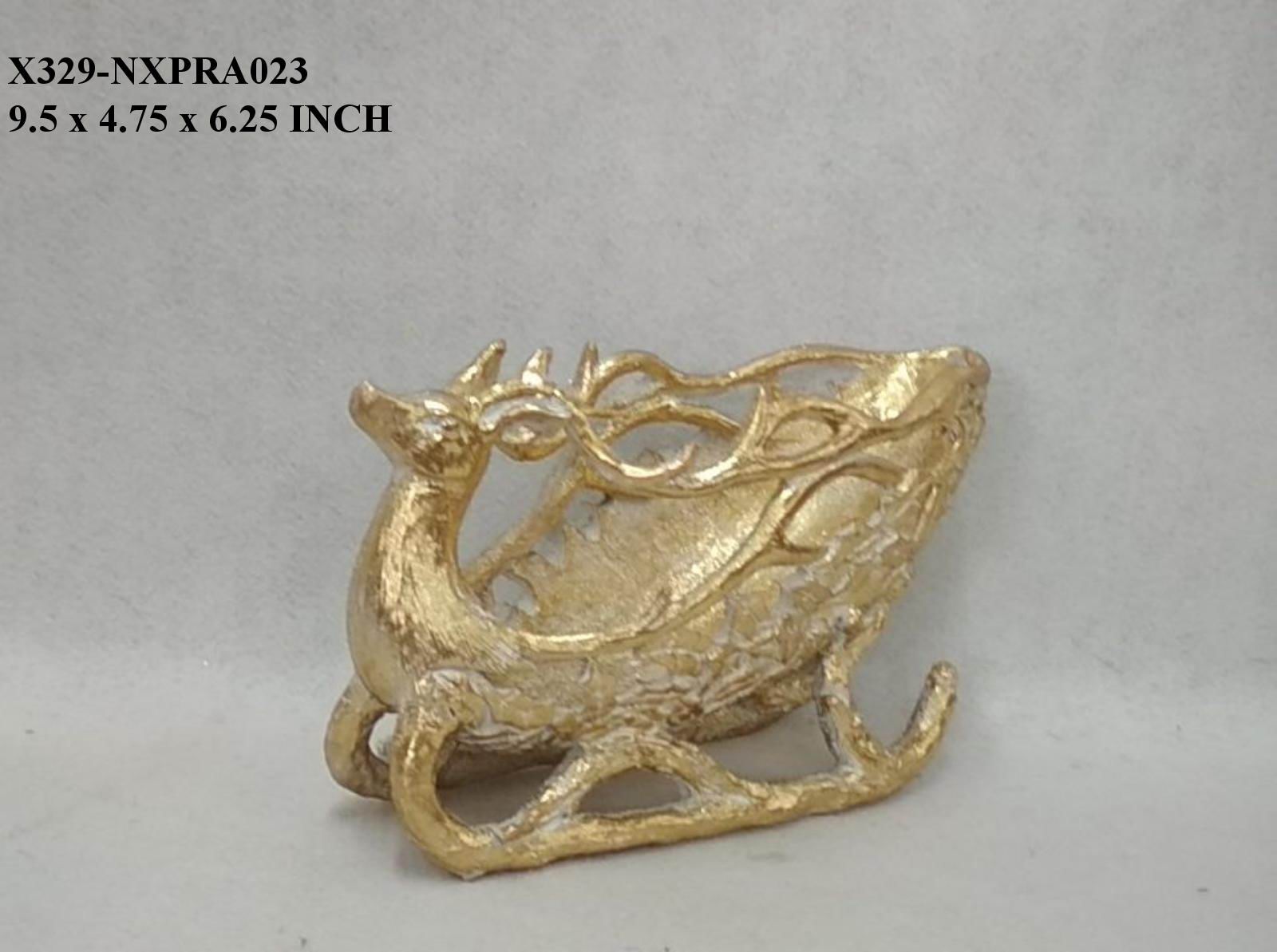 6.25" Polyresin Deer Sleigh