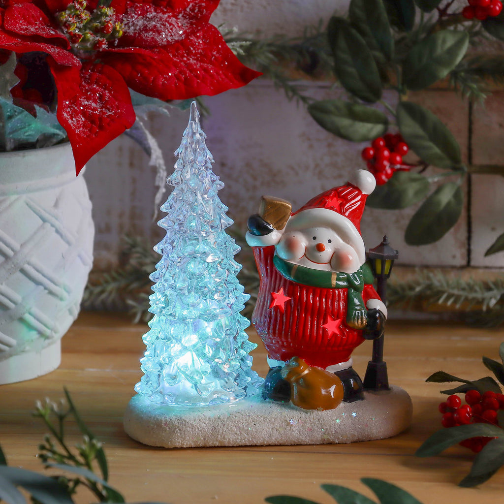 6.5 X 3 X 8"H SNOWMAN & TREE DECOR