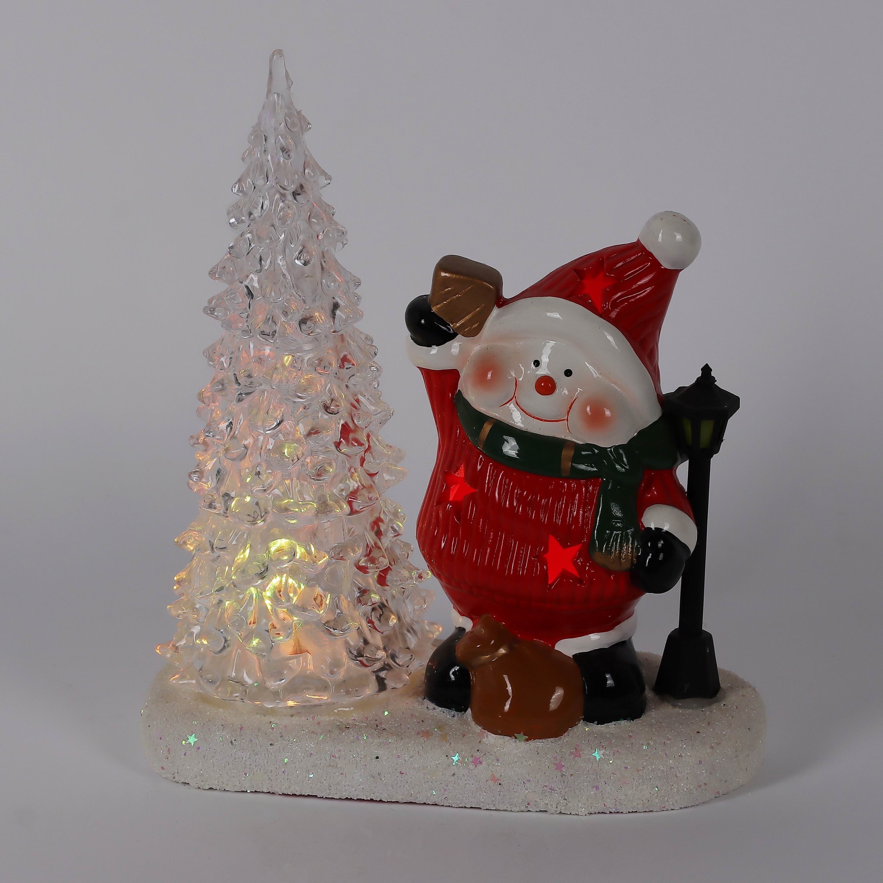 6.5 X 3 X 8"H SNOWMAN & TREE DECOR
