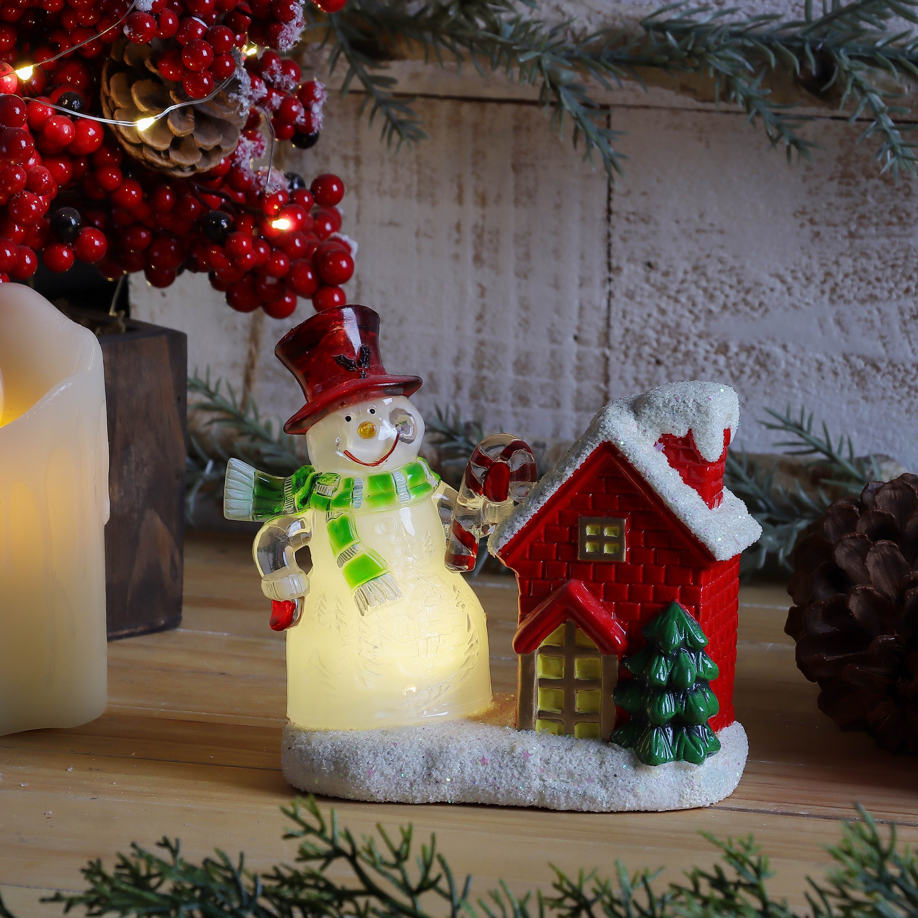 5.25 X 2.5 X 5.5"H SNOWMAN & HOUSE DECOR