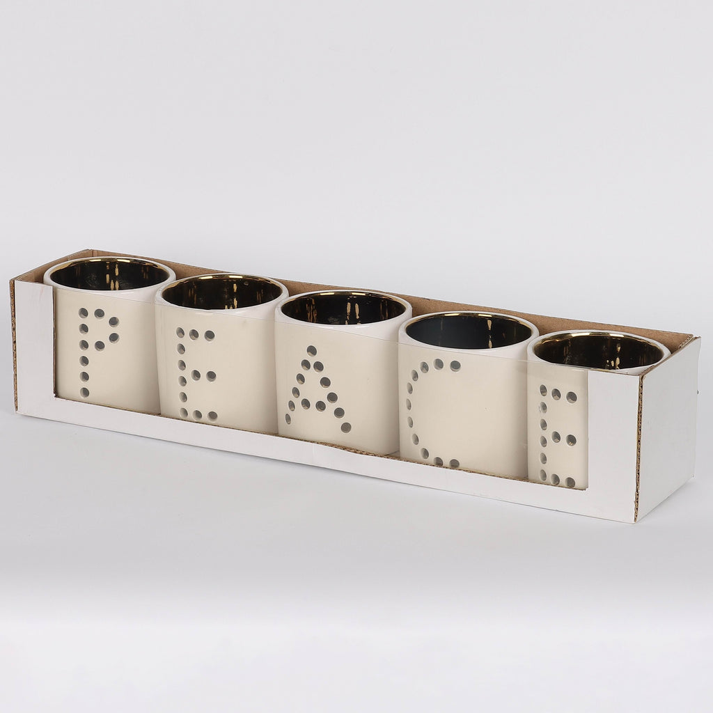 15.5 X 3.25 X 3.25"H PEACE CANDLE HOLDER