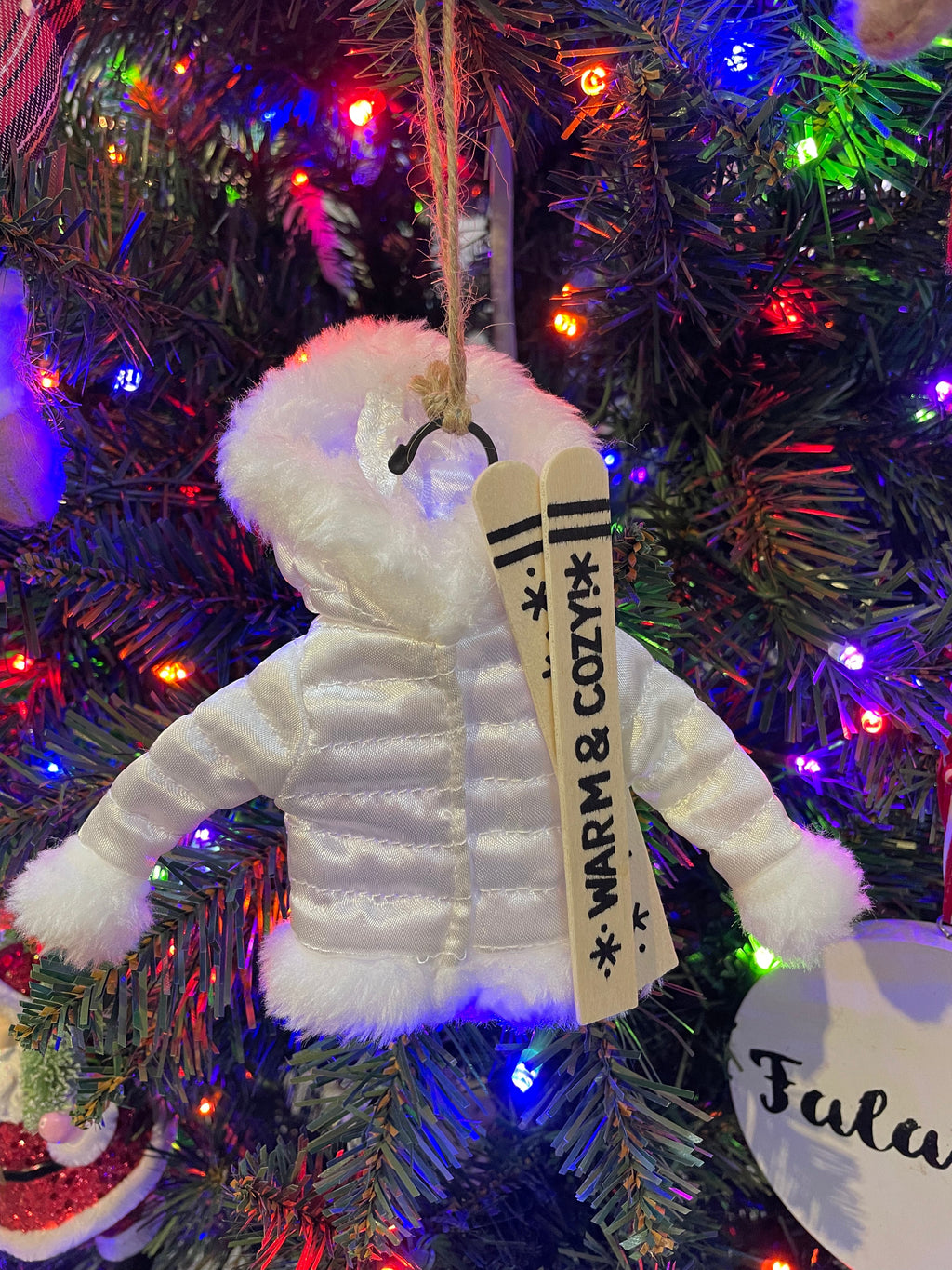 4" Fabric Ski Jacket Ornament - White