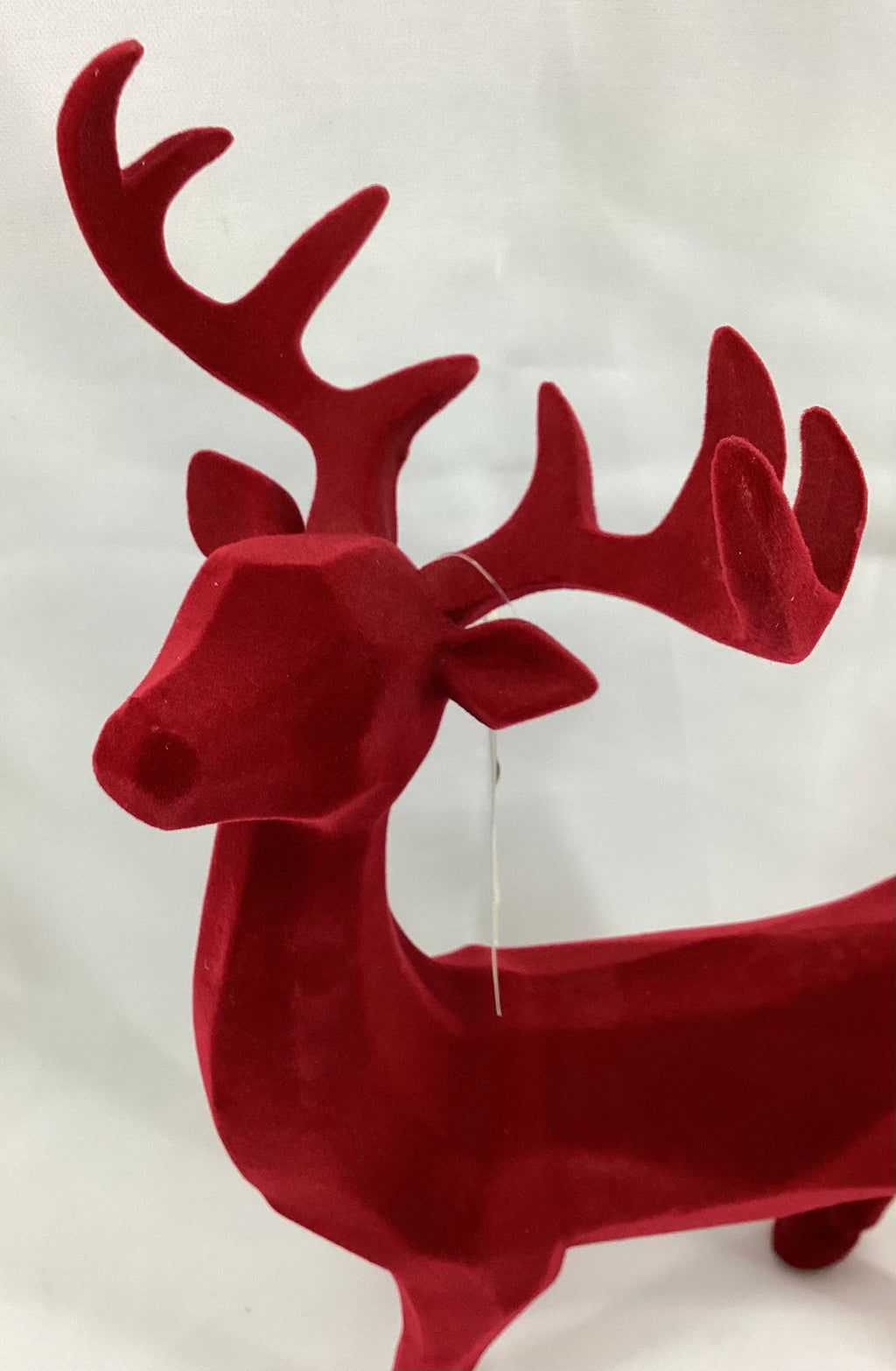 Red Flocked Standing Resin Deer