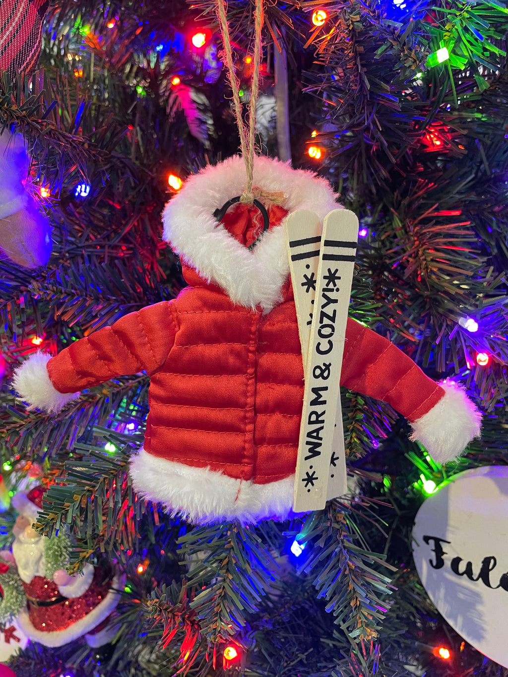 4" Fabric Ski Jacket Ornament - White