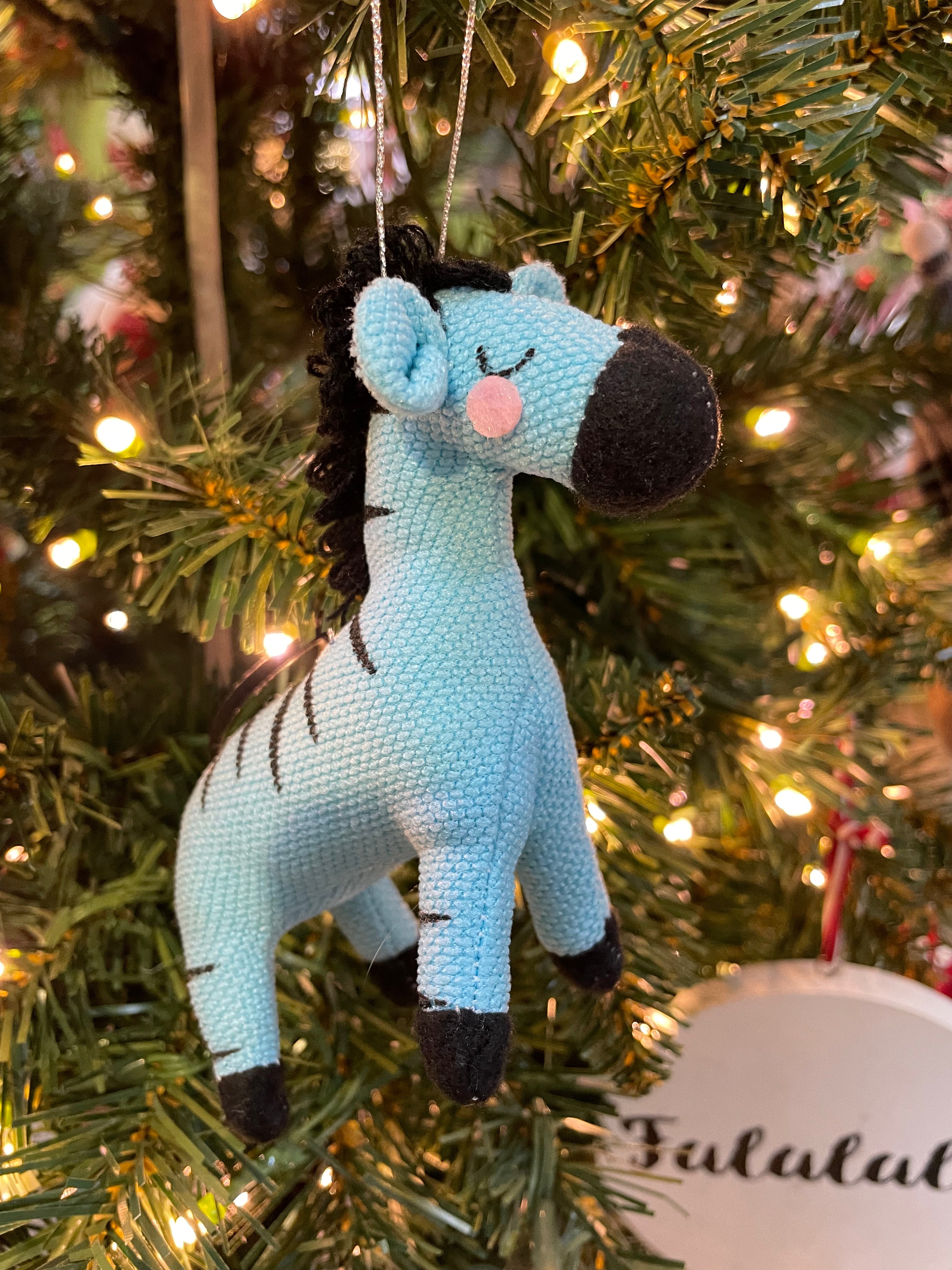 4" Fabric Animals Ornaments (Zebra, Lion)