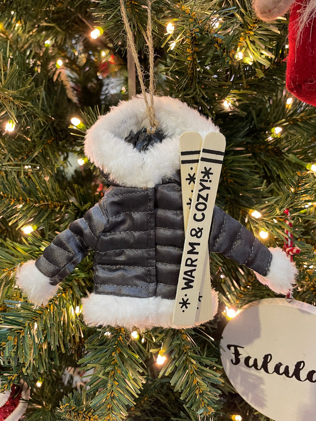 4" Fabric Ski Jacket Ornament - White