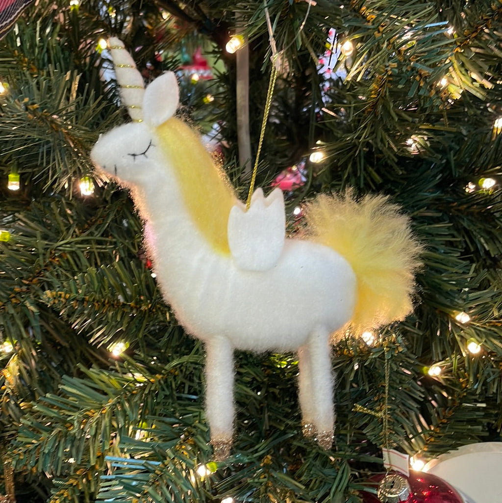 4.5" Boiled Wool Unicorn Ornament