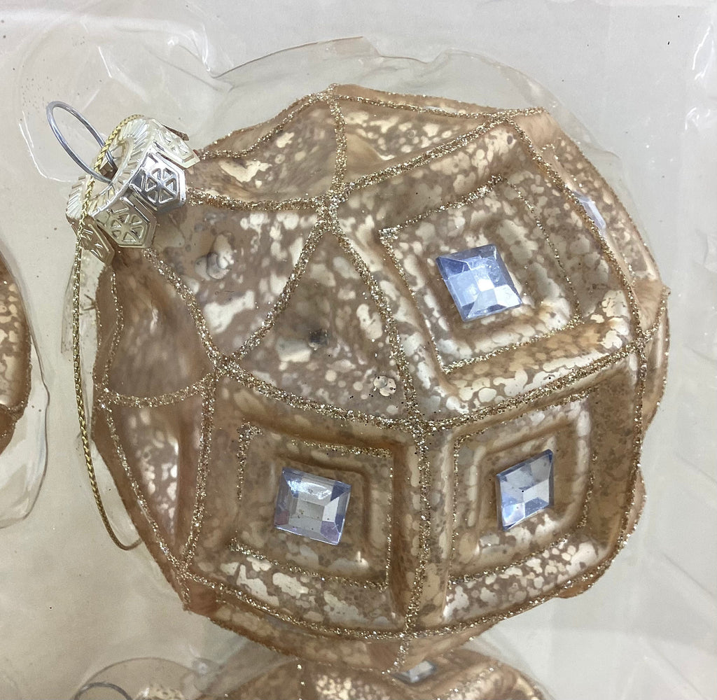 4" diameter Gold Glass Ball Ornament (Set Of 4)